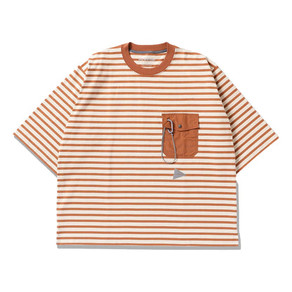 AND WANDER STRIPE POCKET SS TEE-ORANGE