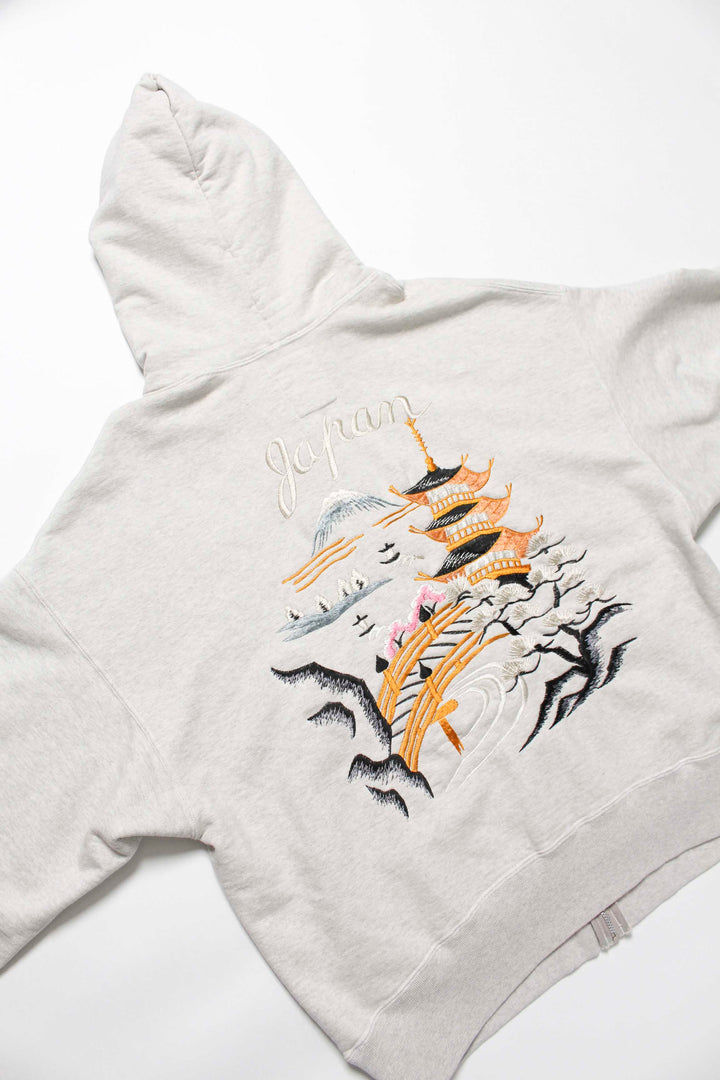 BOWWOW SUKAJAN EMB ZIP HOODIE AGED-OATMEAL