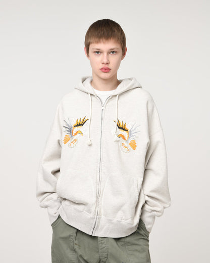 BOWWOW SUKAJAN EMB ZIP HOODIE AGED-OATMEAL