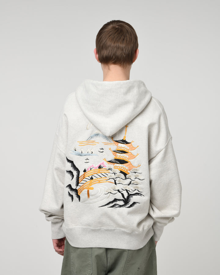 BOWWOW SUKAJAN EMB ZIP HOODIE AGED-OATMEAL