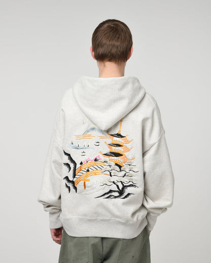 BOWWOW SUKAJAN EMB ZIP HOODIE AGED-OATMEAL