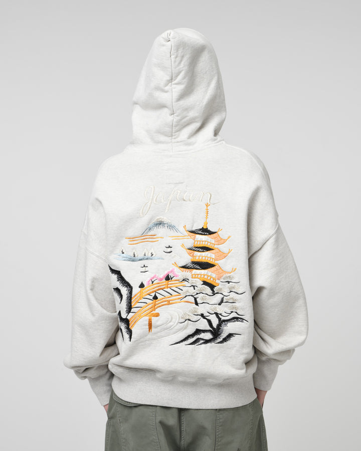 BOWWOW SUKAJAN EMB ZIP HOODIE AGED-OATMEAL