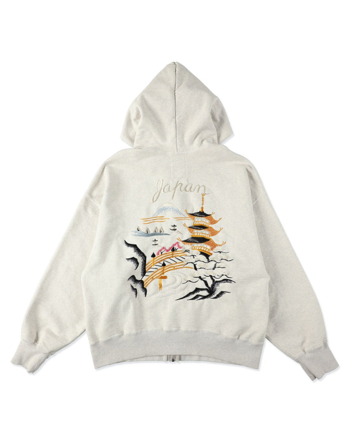 BOWWOW SUKAJAN EMB ZIP HOODIE AGED-OATMEAL