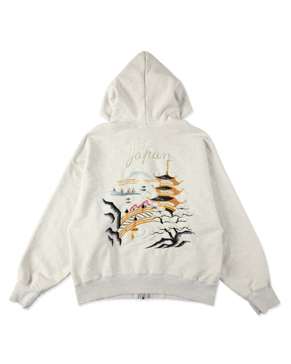 BOWWOW SUKAJAN EMB ZIP HOODIE AGED-OATMEAL