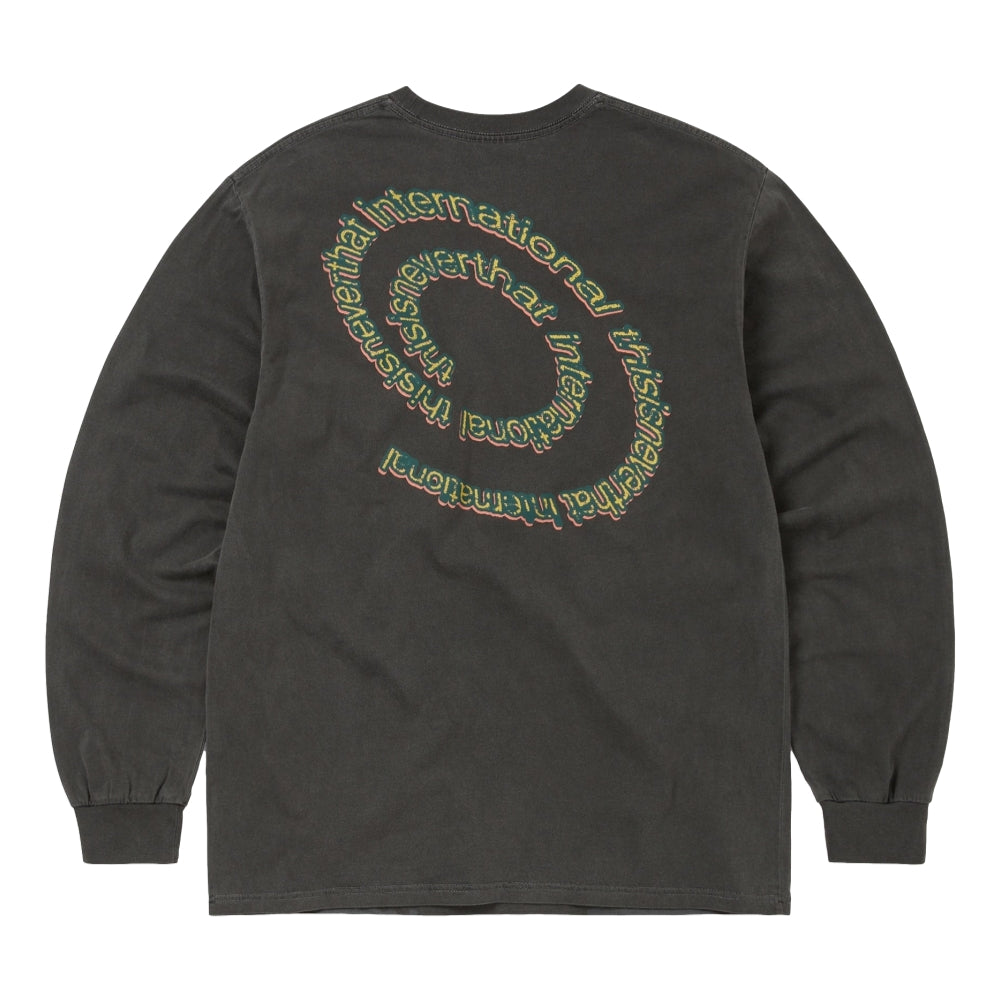 THIS IS NEVER THAT SPIRAL LOGO L/S TEE-CHARCOAL