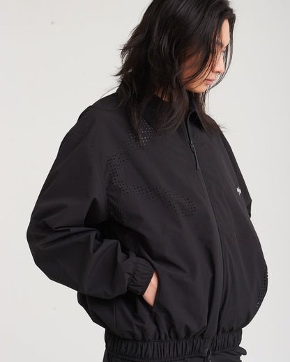 NINE POINT NINE SPIRAL LASER COACH JACKET-BLACK