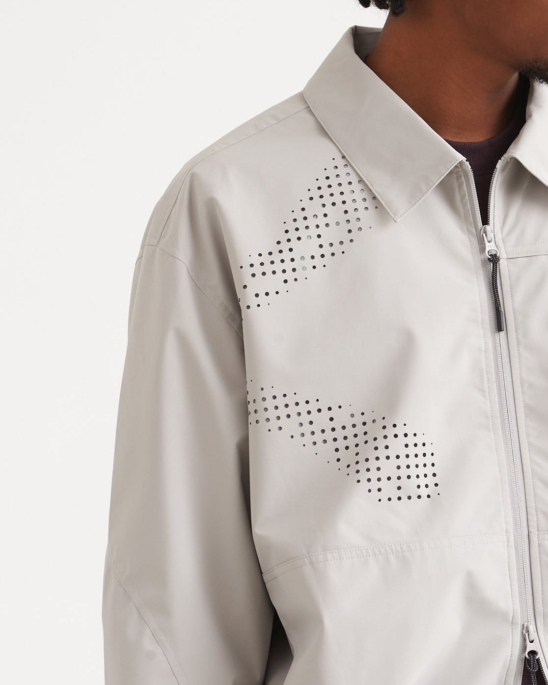 NINE POINT NINE SPIRAL LASER COACH JACKET-IVORY