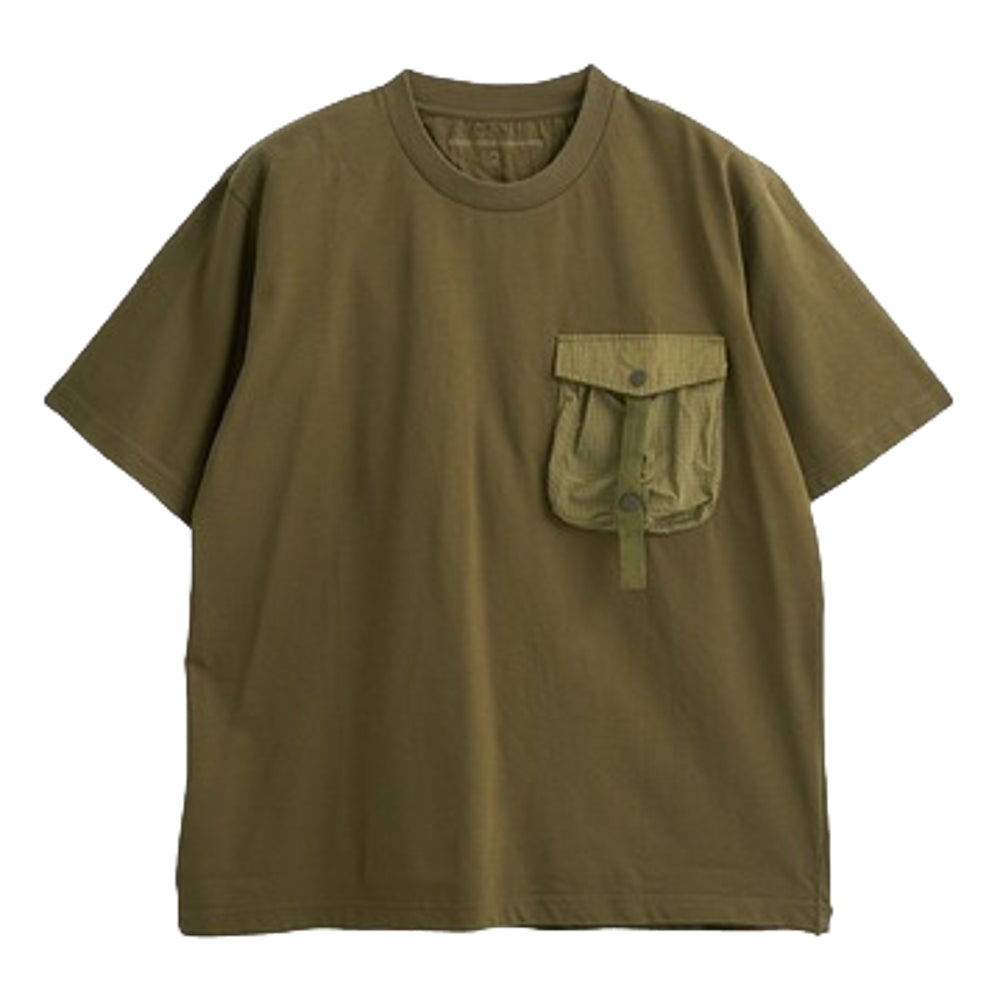 WHITE MOUNTAINEERING TAPE POCKET T-SHIRT-KHAKI