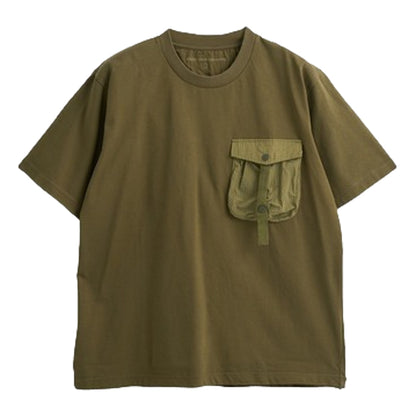 WHITE MOUNTAINEERING TAPE POCKET T-SHIRT-KHAKI
