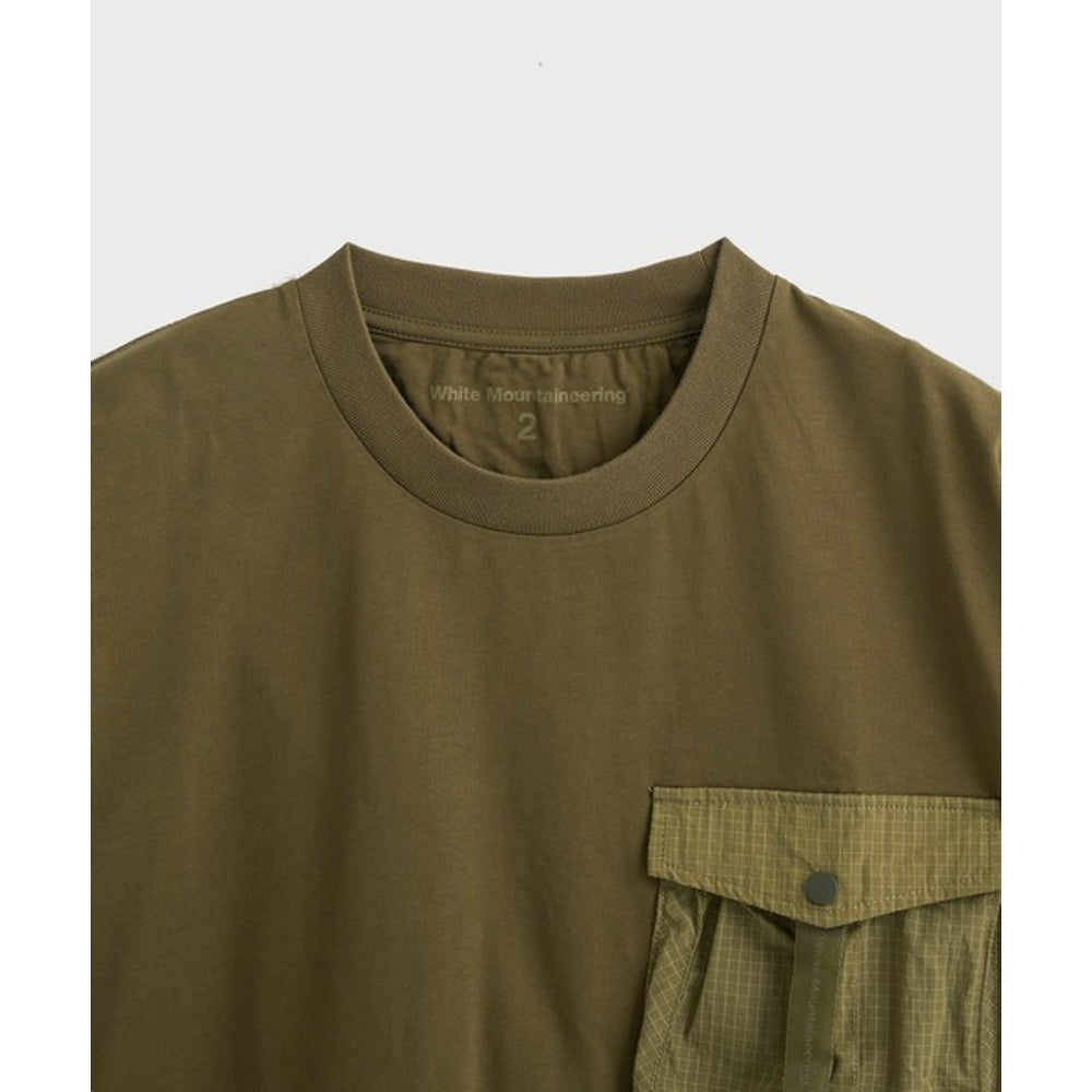 WHITE MOUNTAINEERING TAPE POCKET T-SHIRT-KHAKI