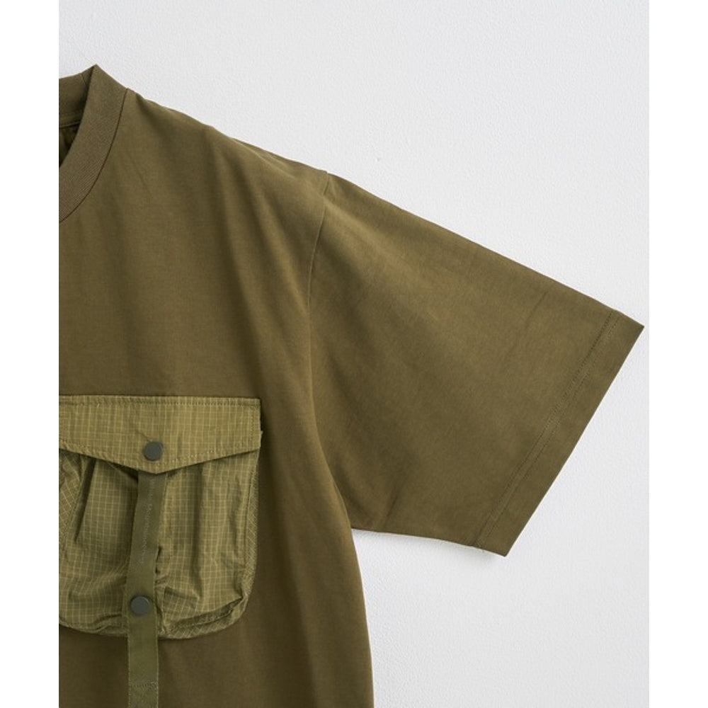 WHITE MOUNTAINEERING TAPE POCKET T-SHIRT-KHAKI