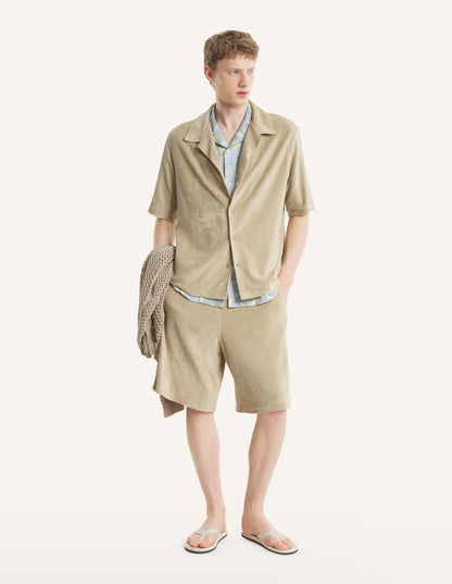 MAISON KITSUNE TERRY RESORT SHIRT-TEA LEAF