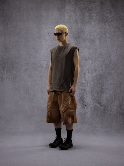 NINE POINT NINE THE SPIRAL TANK TOP-BROWN