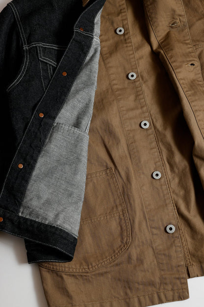 FUNDAMENTAL THIRD JACKET COVERALL RINSE-BROWN