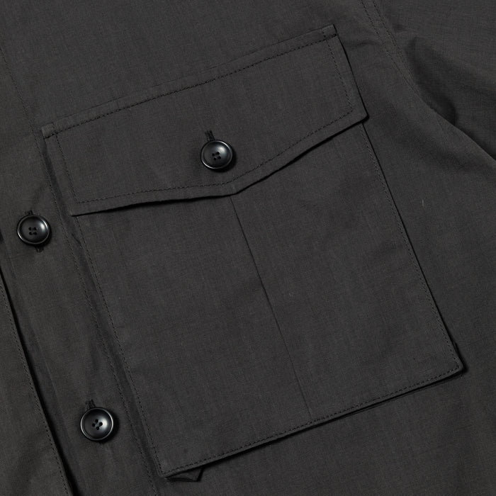 MEANSWHILE TRINITY CHAMBRAY SAFARI S/S SHIRT-IVORY BLACK