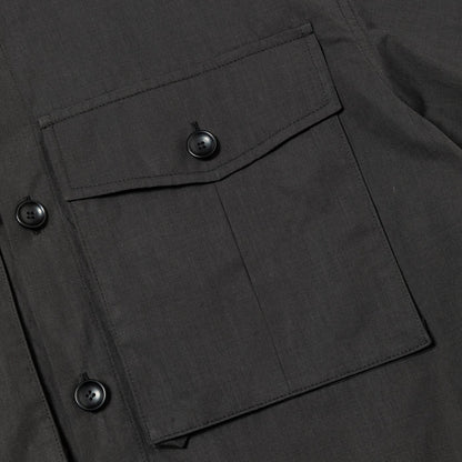 MEANSWHILE TRINITY CHAMBRAY SAFARI S/S SHIRT-IVORY BLACK