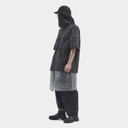 MEANSWHILE TRINITY CHAMBRAY SAFARI S/S SHIRT-IVORY BLACK