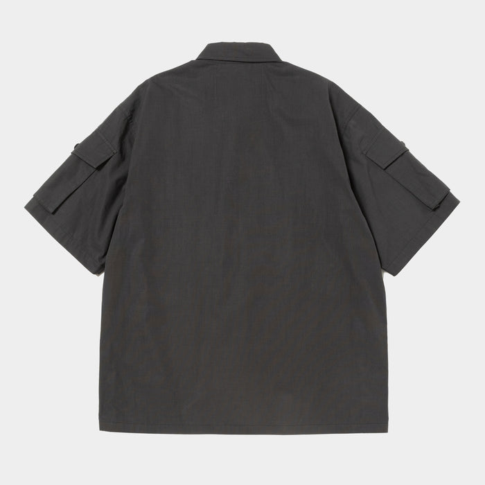 MEANSWHILE TRINITY CHAMBRAY SAFARI S/S SHIRT-IVORY BLACK