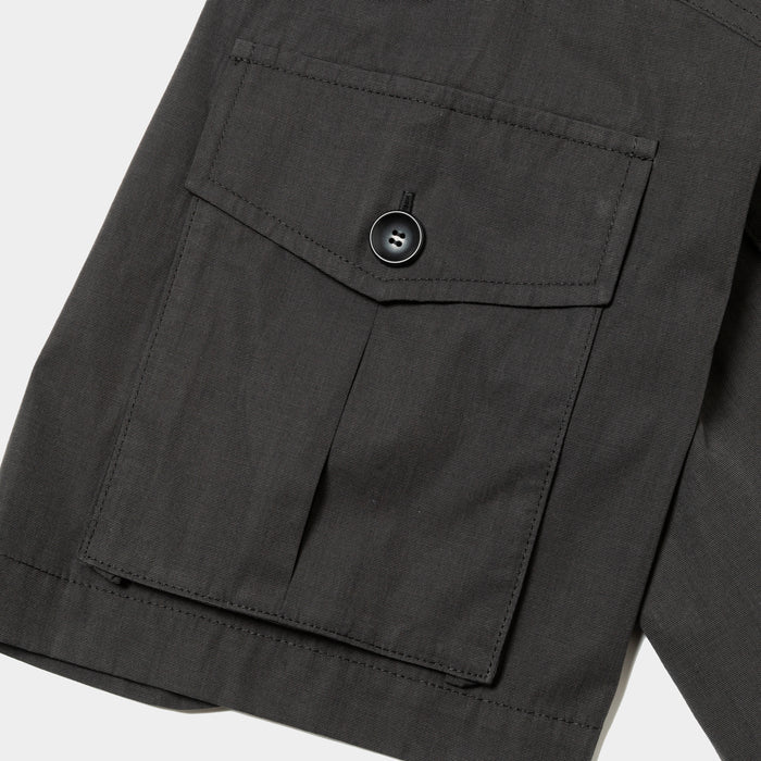 MEANSWHILE TRINITY CHAMBRAY SAFARI S/S SHIRT-IVORY BLACK