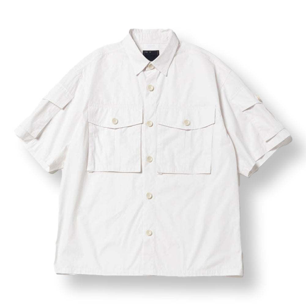 MEANSWHILE TRINITY CHAMBRAY SAFARI S/S SHIRT-WHITE