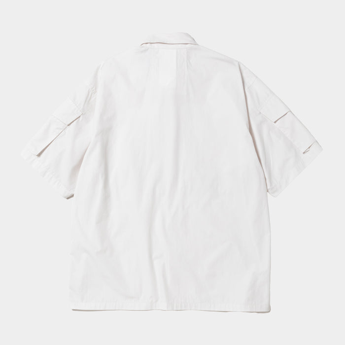MEANSWHILE TRINITY CHAMBRAY SAFARI S/S SHIRT-WHITE
