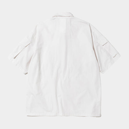 MEANSWHILE TRINITY CHAMBRAY SAFARI S/S SHIRT-WHITE