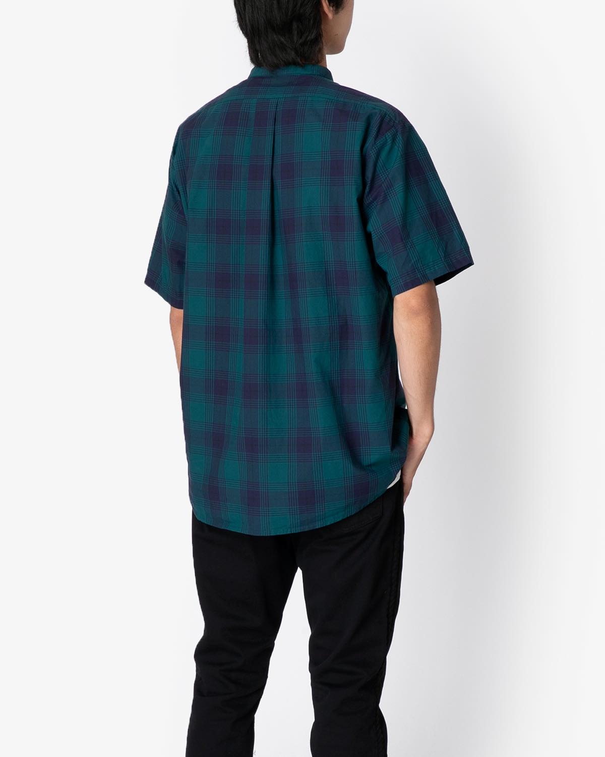 NONNATIVE TROOPER S/S SHIRT COTTON TYPEWRITER TARTAN CHECK-GREEN
