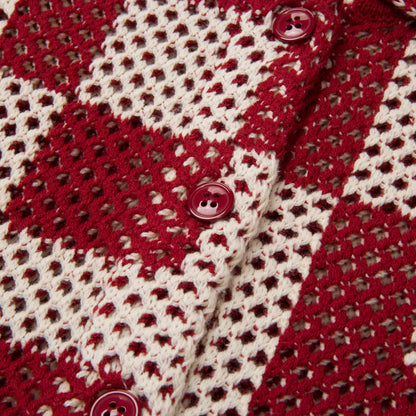 HONOR THE GIFT UNISEX CROCHET SS BUTTON DOWN-RED