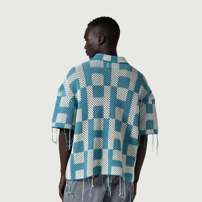 HONOR THE GIFT UNISEX CROCHET SS BUTTON DOWN-TEAL