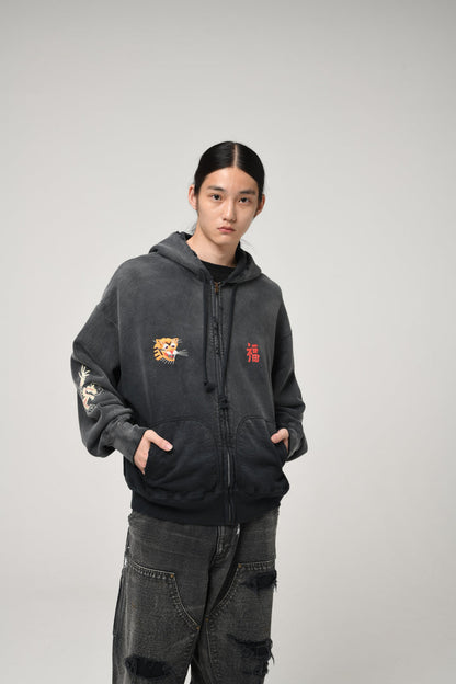BOWWOW VIETNAM ZIP HOODIE AGED-BLACK