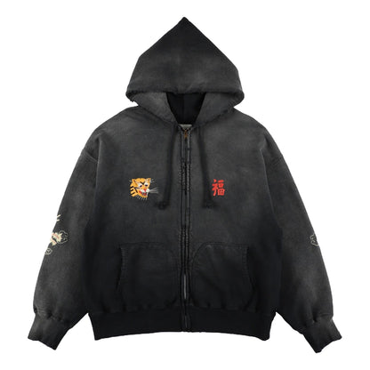 BOWWOW VIETNAM ZIP HOODIE AGED-BLACK