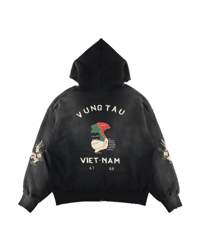 BOWWOW VIETNAM ZIP HOODIE AGED-BLACK