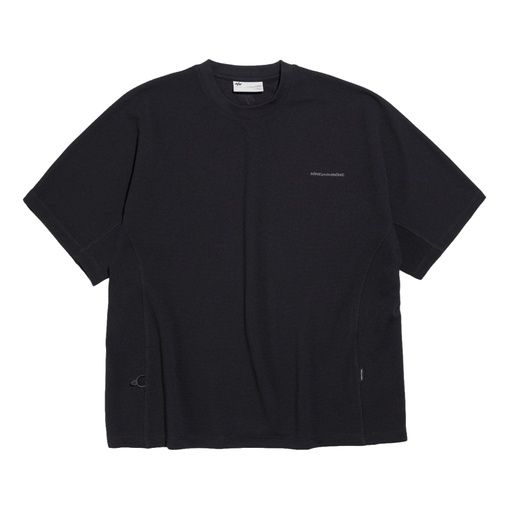 NINE POINT NINE ELEMENT WAFFLE TEE-BLACK