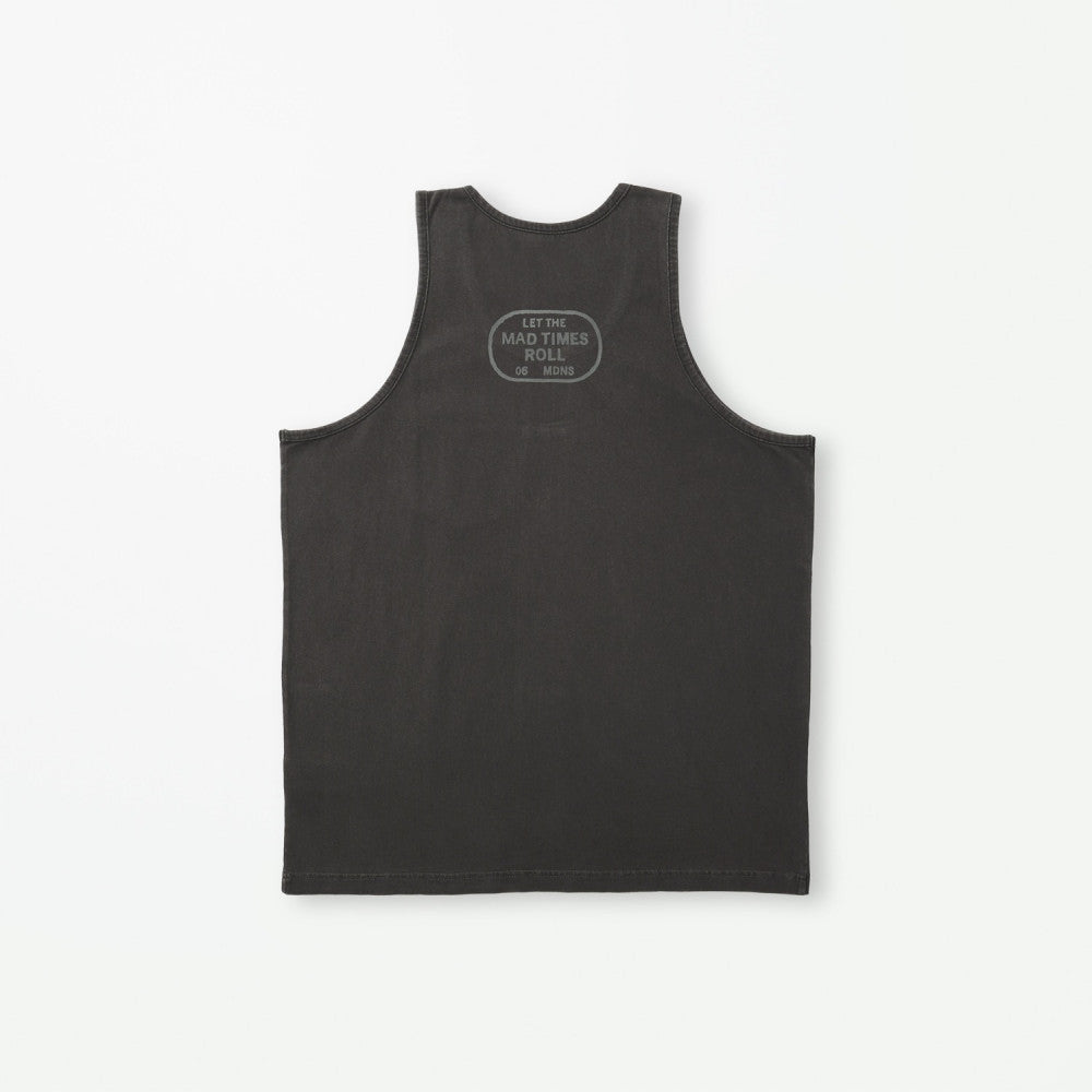 MADNESS WASHED POCKET PRINT TANK-CHARCOAL