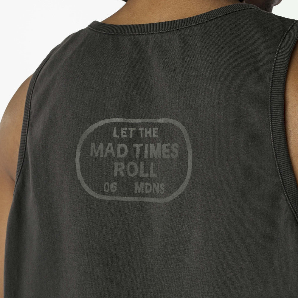 MADNESS WASHED POCKET PRINT TANK-CHARCOAL