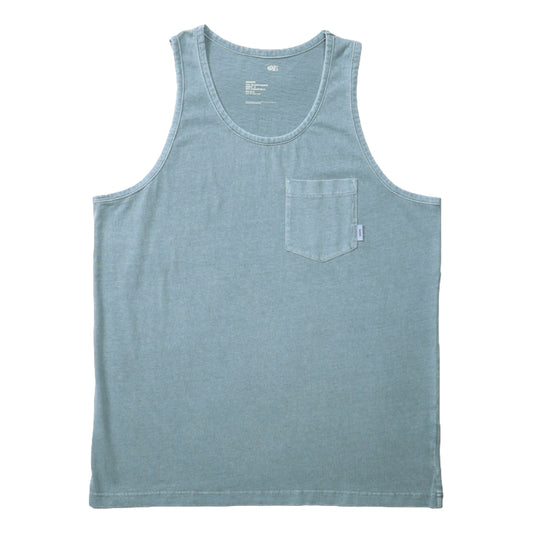 MADNESS WASHED POCKET PRINT TANK-LIGHT BLUE