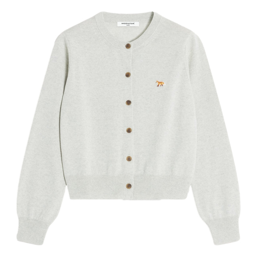 MAISON KITSUNE WOMEN'S BABY FOX MERINO REGULAR CARDIGAN-GREY