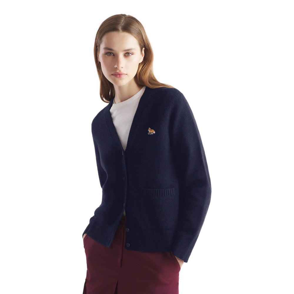 MAISON KITSUNE W BABY FOX PATCH BOXY CARDIGAN-NAVY