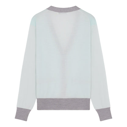 MAISON KITSUNE W BABY FOX PATCH COLOR BLOCK CARDIGAN-PEPPERMINT