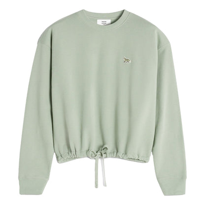 MAISON KITSUNE W BABY FOX PATCH DRAWSTRING COMFORT SWEATSHIRT-GREEN