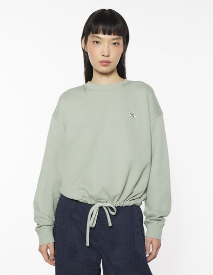 MAISON KITSUNE W BABY FOX PATCH DRAWSTRING COMFORT SWEATSHIRT-GREEN