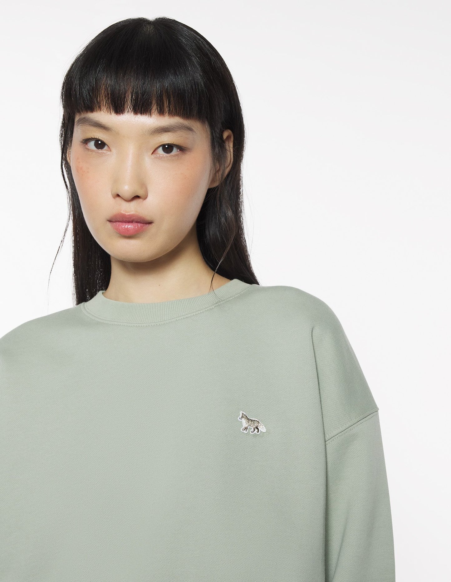 MAISON KITSUNE W BABY FOX PATCH DRAWSTRING COMFORT SWEATSHIRT-GREEN