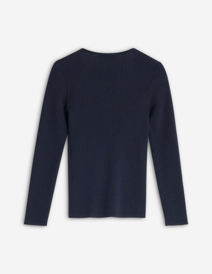 MAISON KITSUNE W BABY FOX PATCH FINE RIBBED CARDIGAN-NAVY