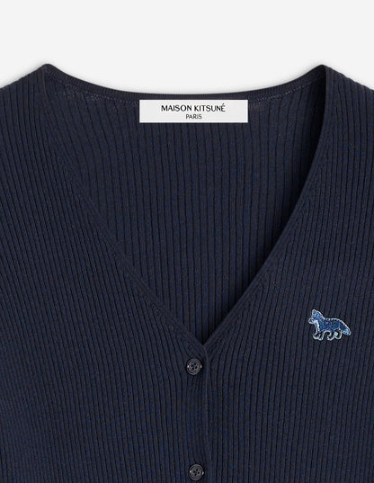 MAISON KITSUNE W BABY FOX PATCH FINE RIBBED CARDIGAN-NAVY