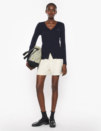MAISON KITSUNE W BABY FOX PATCH FINE RIBBED CARDIGAN-NAVY