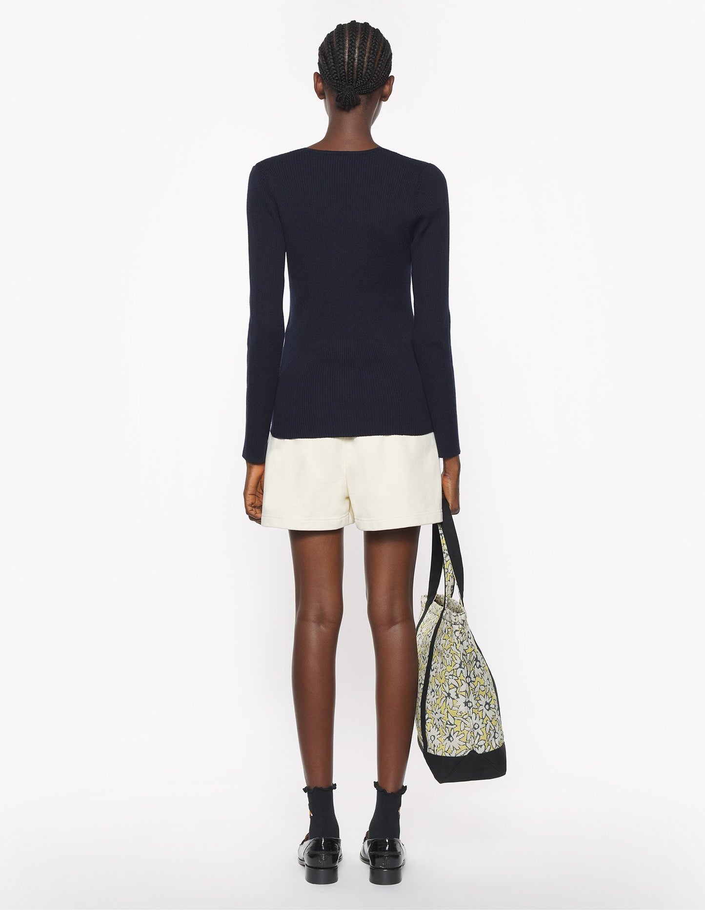 MAISON KITSUNE W BABY FOX PATCH FINE RIBBED CARDIGAN-NAVY