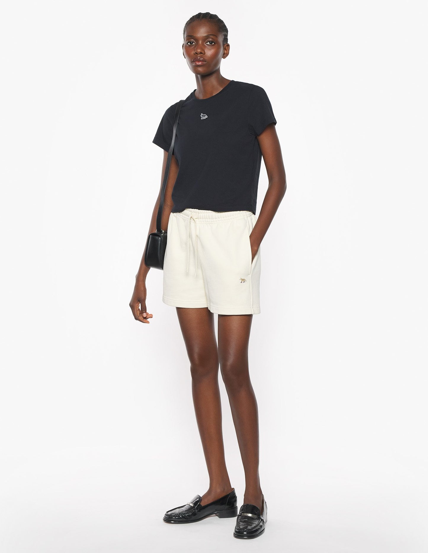 MAISON KITSUNE W BABY FOX PATCH REGULAR JOG SHORTS-MARBLE