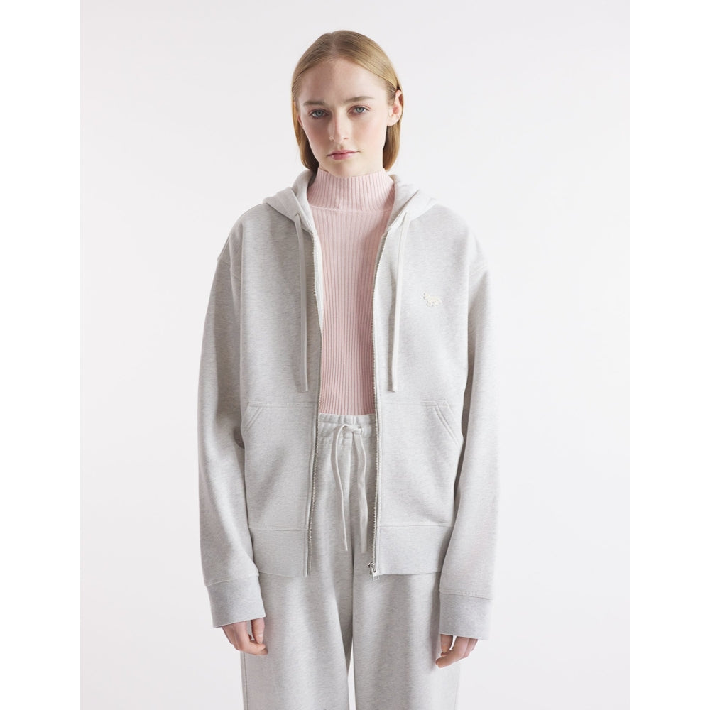 MAISON KITSUNE W BABY FOX PATCH ZIPPED HOODIE-GREY