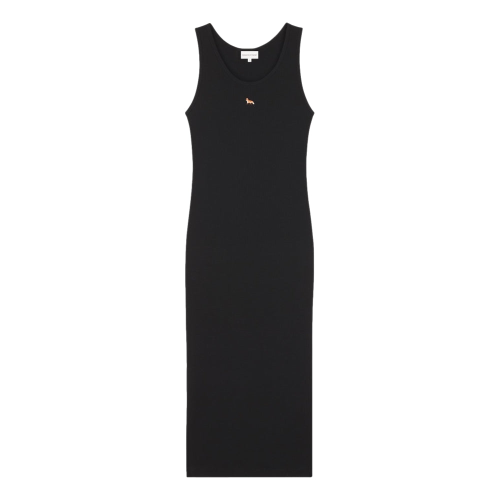 MAISON KITSUNE W BABY FOX RIBBED TANK DRESS-BLACK