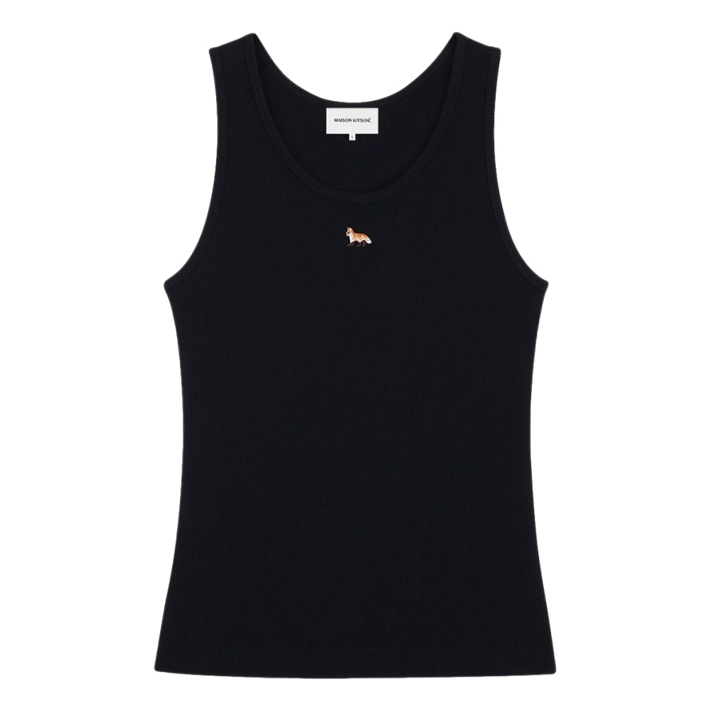 MAISON KITSUNE W BABY FOX RIBBED TANK TOP-BLACK